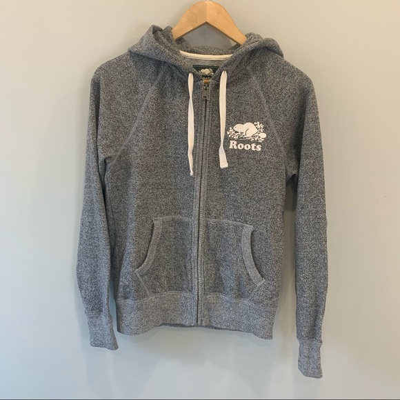 Roots Salt & Pepper Full Zip Hoodie SZ XS